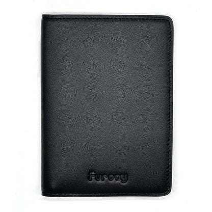 Slim Nappa Leather RFID blocking Passport Cover for Men and Women (Black/Gray)