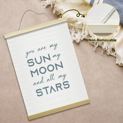 mermermu You are My Sun My Moon and All My Stars Poster Hanger Frame, Positive Posters Canvas Wall Art for Home Nursery Living Room Kids Bedroom Decor, 12x16 Inches -024