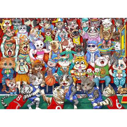 Puzzles for Adults 1000 Pieces, Cat Basketball Fun Jigsaw Puzzles Challenging Game, Puzzles Interlock Perfectly No Dust, for House Decoration, Party Toy for Parents