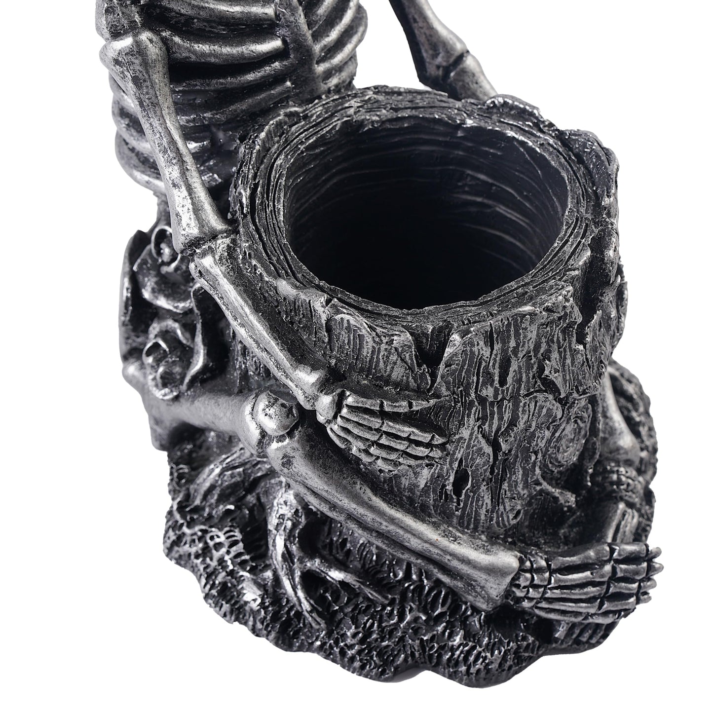 Skeleton Toothbrush Holder for Bathroom, Resin Skull Pen Holder, Gothic Decor, Desk Storage Cup for Toothpaste, Makeup Brushes or Combs, Metal Black