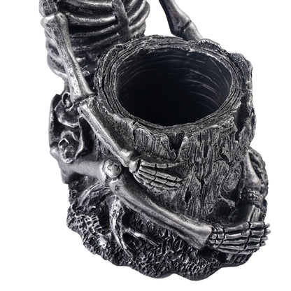 Skeleton Toothbrush Holder for Bathroom, Resin Skull Pen Holder, Gothic Decor, Desk Storage Cup for Toothpaste, Makeup Brushes or Combs, Metal Black