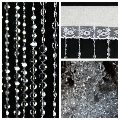 YaoYue Crystal Beaded Curtain Door Curtains Room Divider Hanging Diamond Acrylic Beads for Doorway Hippie Closet Bedroom Wall Window Backdrop Decor (35.5×79in/90×200cm, Crystal)