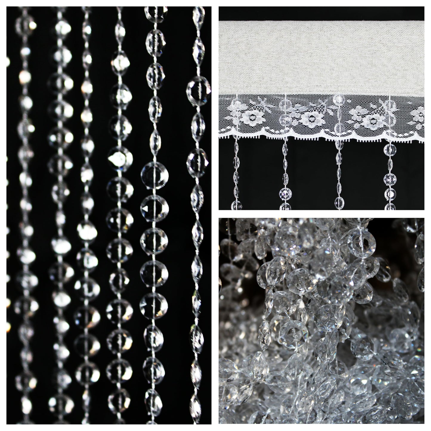 YaoYue Crystal Beaded Curtain Door Curtain 36 x 79 Inches 22 Strands Acrylic Hanging Door Beads Room Divider for Doorway Window Living Room Bedroom Wall Closet Home Decor (White,1 Panel)