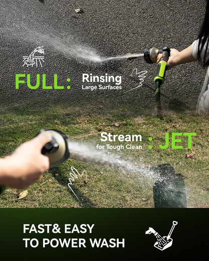 RAINPOINT 100% Metal Hose Nozzle Heavy Duty - 8 Spray Patterns Garden Hose Nozzle with Adjustable Flow Control for Watering Plants, Washing Cars,Washing Pets, Thumb Control (Black)