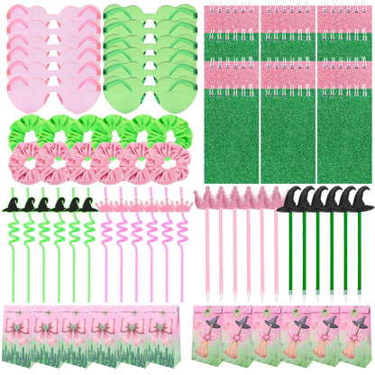 LiYiQ 72 Pcs Witch Party Supplies Return Gifts for Party Halloween Teacher Gift Stationery Gifts from Teacher Straws Pen Notebooks Scrunchies Sunglasses for Classroom Exchange Birthday