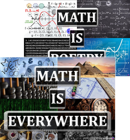 ‘Math Is Everywhere’ and ‘Math Is Poetry’ Posters - Laminated 14x19.5 - Educational Charts, Mathematics Classroom Posters and Decorations, Back to School Supplies, Learning Posters for Math and Science Classes, STEM and STEAM Posters