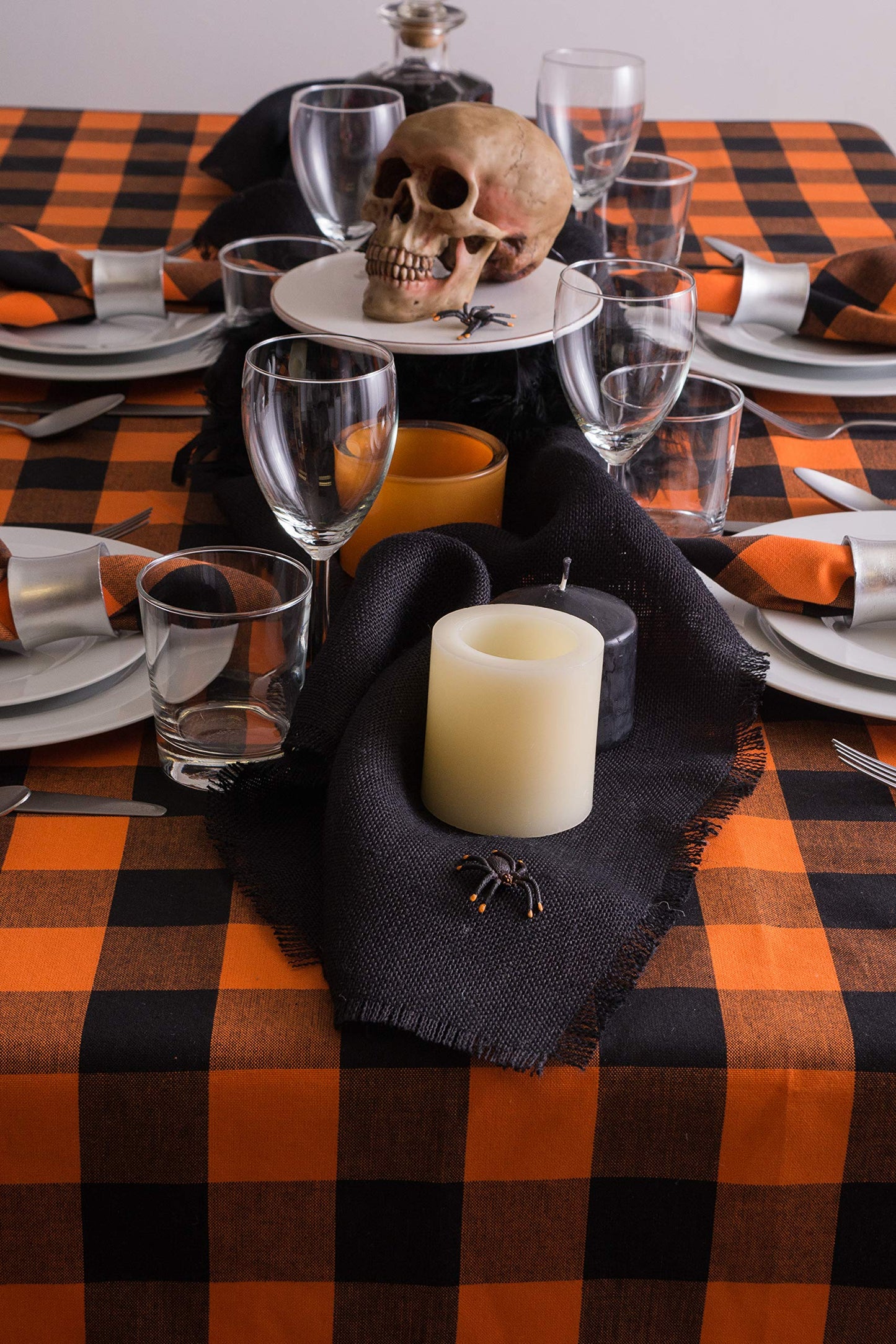 DII Jute Burlap Collection Kitchen Tabletop, Table Runner, 15x74, Solid Black