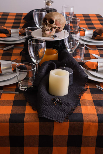 DII Jute Burlap Collection Kitchen Tabletop, Table Runner, 15x74, Solid Black