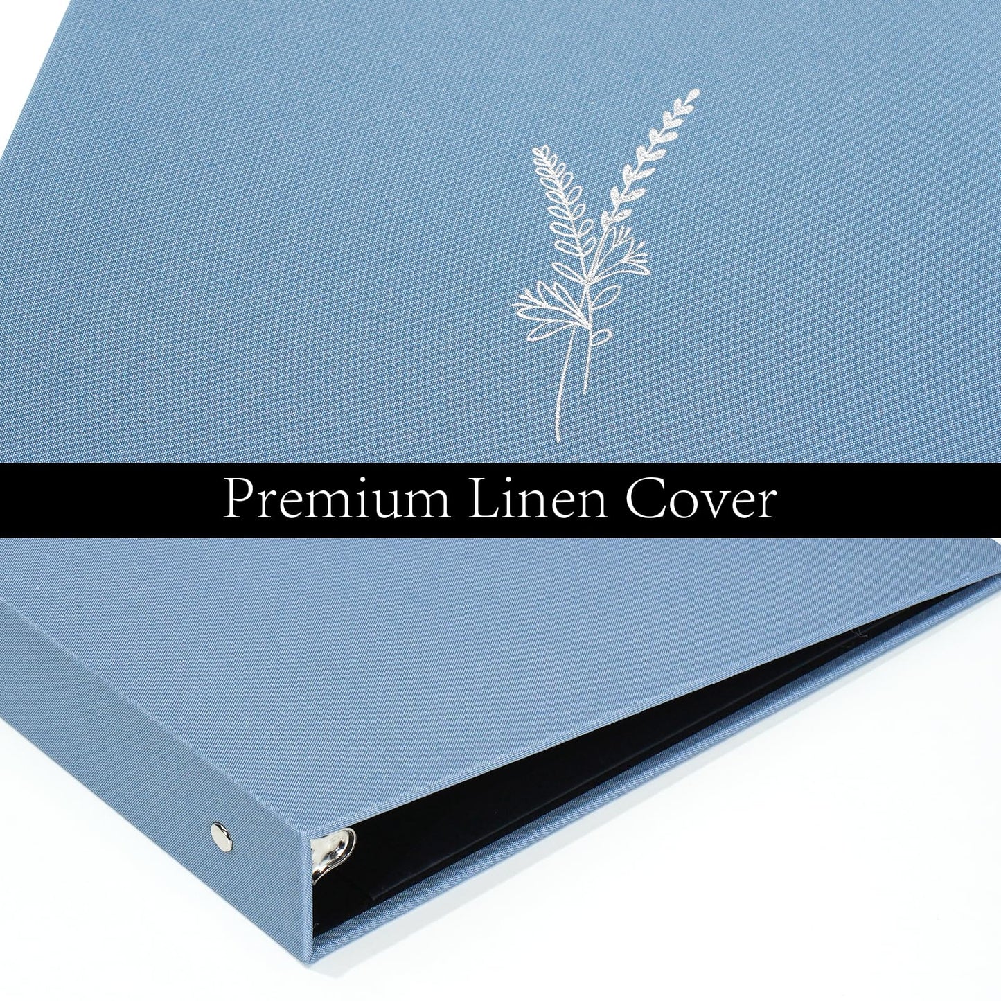 Premium Linen 3 Ring Binder 1 Inch - Decorative Hardcover Binder with Round Rings, Holds 8.5 x 11 Letter Size Paper for School, Office, Home Organization & Presentation, Wheat, Blue