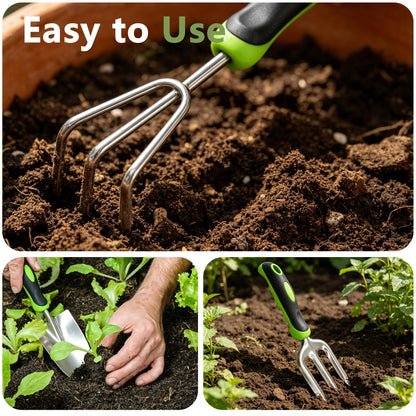 SHRJ 15Pcs Garden Tool Set Heavy Duty Stainless Steel Gardening Hand Tools with 5 Garden Shears Non-Slip Rubber Grip Spade Shovel Organizer Handbag Gardening Gifts for Family Friends