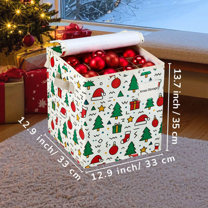 VENO 2 Pack Christmas Ornament Storage Box, Holiday Ornament Organizer with Adjustable Dividers, Sturdy Storage Containers for 64 Ornaments, Zippered Lid & Handles, 3" Cube (Jingle Mix)