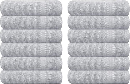 GLAMBURG Ultra Soft 12-Piece Washcloths Set 13x13-100% Ringspun Cotton