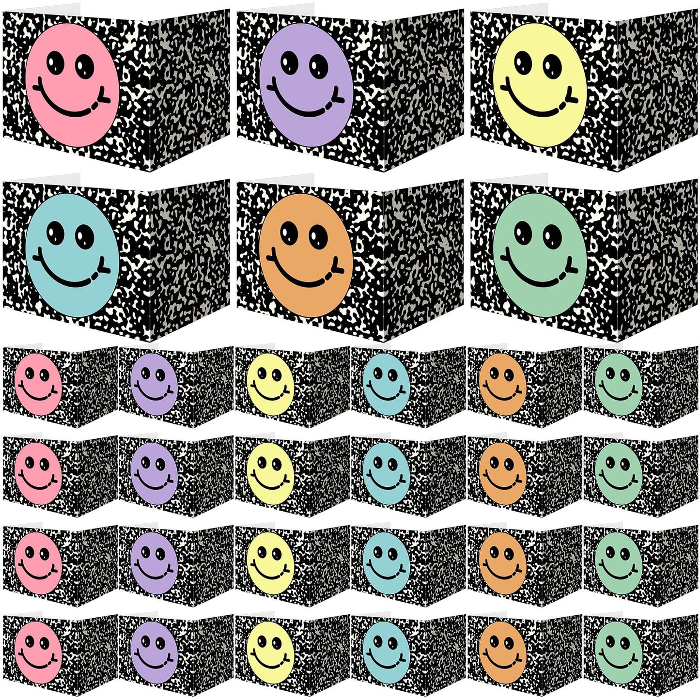 Poola Voidra 24 Pcs Composition Desk Dividers for Students Cardboard Privacy Folders Testing Privacy Classroom Boards for Desk Back to School Teacher Office Study Supplies (Pastel Smile Face)