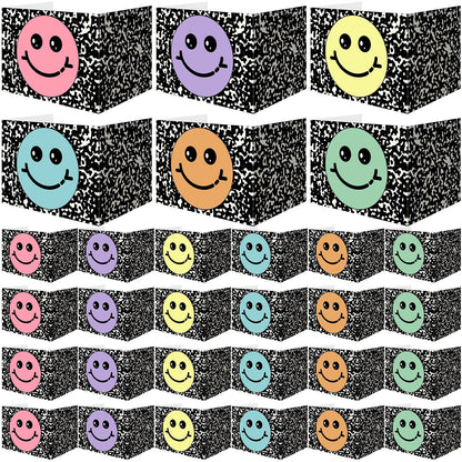 Poola Voidra 24 Pcs Composition Desk Dividers for Students Cardboard Privacy Folders Testing Privacy Classroom Boards for Desk Back to School Teacher Office Study Supplies (Pastel Smile Face)