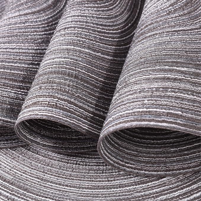 SHACOS Round Placemats Set of 4 Round Braided Placemats 15 inch Cotton Polyester Woven Table Placemats for Dining Table Holiday Party (Black Grey, 4)
