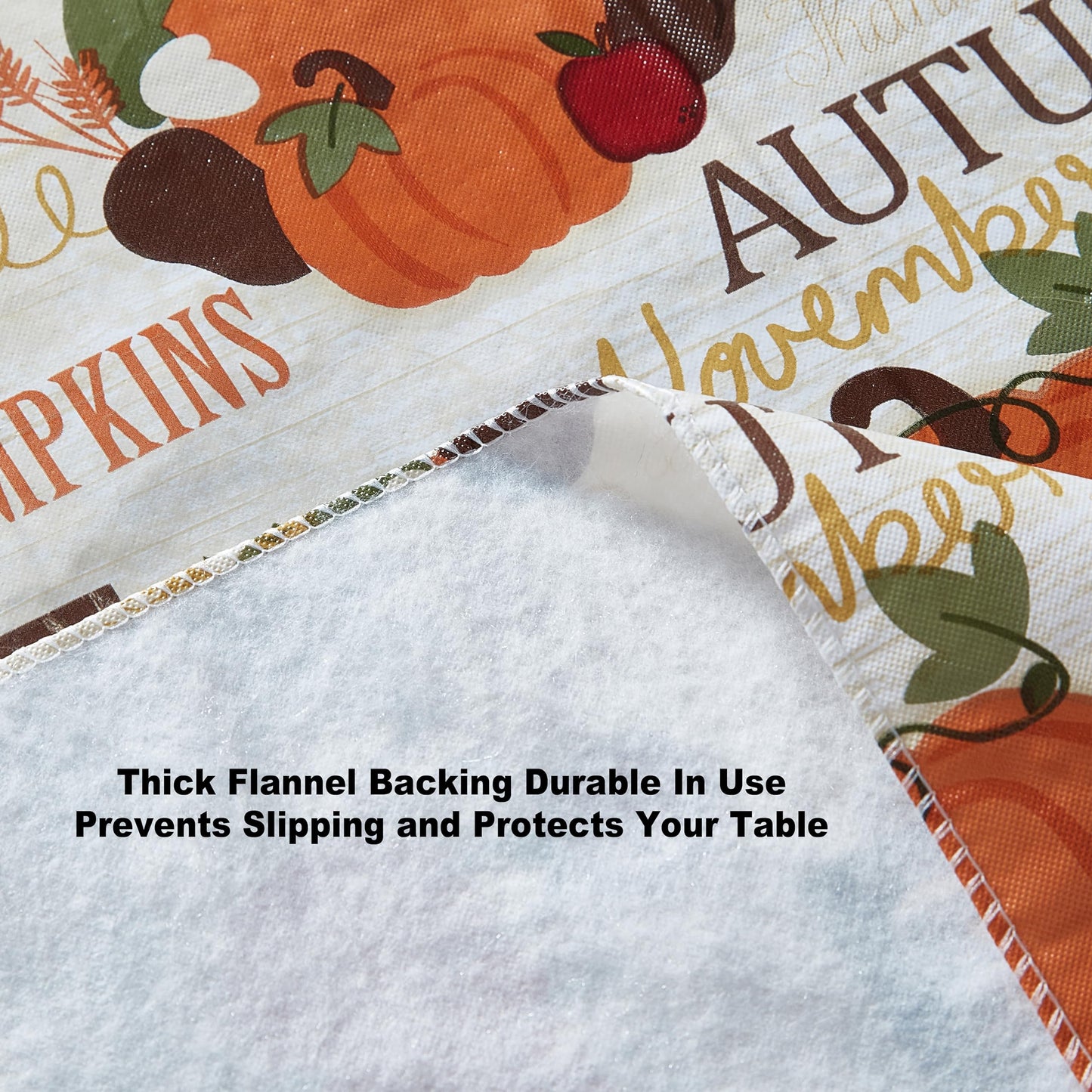 Newbridge Fall Hayride & Happy Scarecrow Vinyl Tablecloth with Flannel Backing, 52 x 70 Inch Rectangle – Gingham Turkeys & Pumpkins Rustic Thanksgiving Table Cover