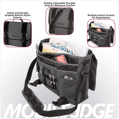 Mobile Edge ECO Laptop Messenger Bag for Men and Women, Fits Up To 17.3 Inch Laptops, Travel Work Computer Bag, Cotton Canvas, Padded Pockets, Black