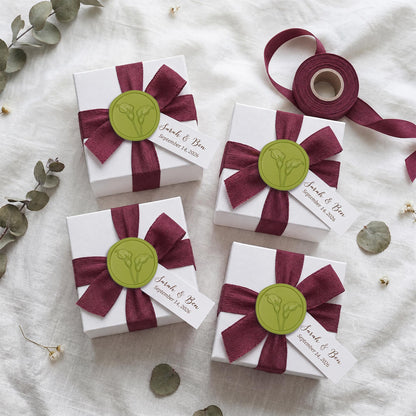 UNIQOOO Wax Seal Stickers - 3D Calla Lily Floral Wedding Invitation Envelope Seal Stickers, 50 Pcs Self- Adhesive Chartreuse Green Flower Wax Seals, Perfect for Bridal Shower, Gift Wrapping