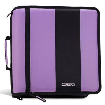 Case-it Classic Zipper Binder | 2-Inch O-Rings, 350 Sheet Capacity, Multiple Storage Pockets & Shoulder Strap | School & Office Organizer | D-251 Lavender