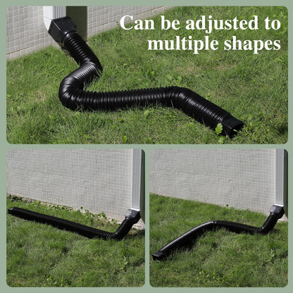 Gutterlix Flexible Gutter Downspout Extensions, Connectable Downspout Extender with 58"+ 67" Extendable Pipe, Thickened Down spout Drain Extension for Rainwater Drainage(2 Pack, Black)
