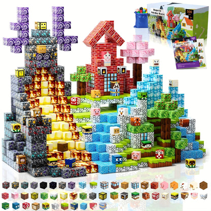 500 PCS Magnetic Blocks - Magnetic Building Blocks Cubes, STEM Montessori Toy Set, Stacking Magnets for Kids - Magnet Cubes for Boys & Girls 3+ Educational Stacking Toy Birthday Gift for Children