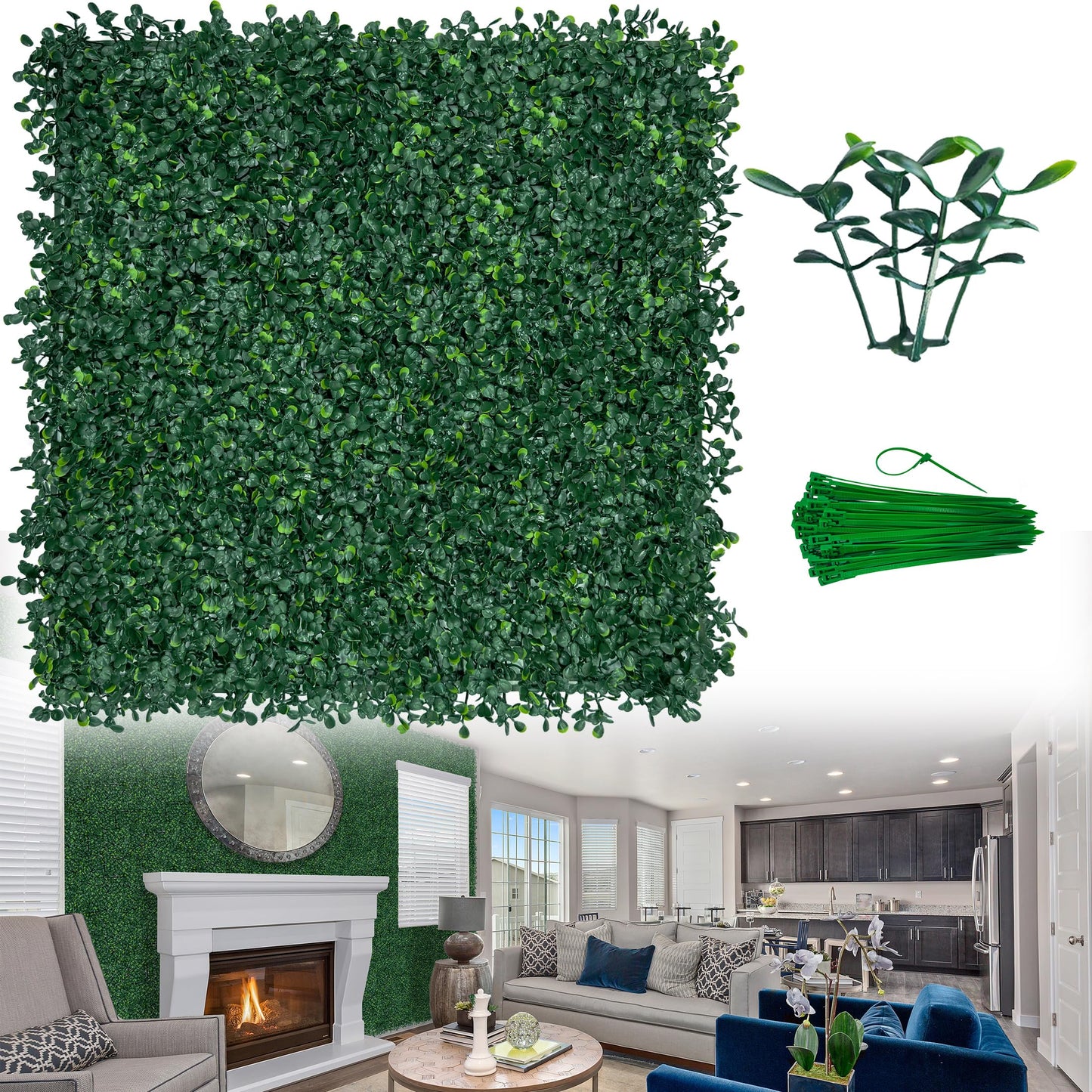 ODTORY Artificial Boxwood Wall Panels 20x20 inch 14Pcs, UV-Anti Faux Greenery Grass Hedge for Privacy Screen，Fake Ivy Plant Fence for Outdoor Garden, Backyard, Balcony, and Indoor Home Decoration