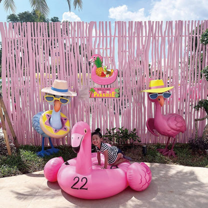 HOURIA Welcome to Paradise Door Sign(16”*11.4”), Pink Flamingo Hawaiian Summer Beach Wall Hanging Sign, Summer Coastal Tropical Fruit Coconut Tree Door Decor for Front Door Porch Pool Yard Beach Bar