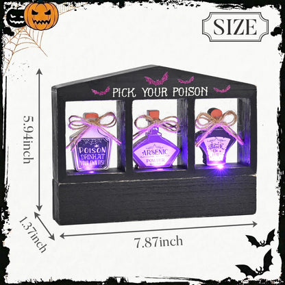 Valery Madelyn Halloween Decorations Indoor with Purple LED Lights, Lighted Spooky Halloween Decor Pick Your Poison Tabletop Sign, Witch Decorations for Home Party Office, 8 Inch