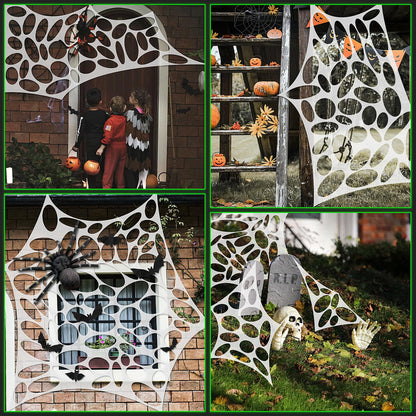 Homgaty Giant Halloween Spider Web, 650sqft Stretchy Beef Netting Halloween Spider Web Outdoor Decoration Cut-Your-Own Netting Spiders Webbing for Halloween Decor, Yard, Roof, Garden, MRPTDE1586