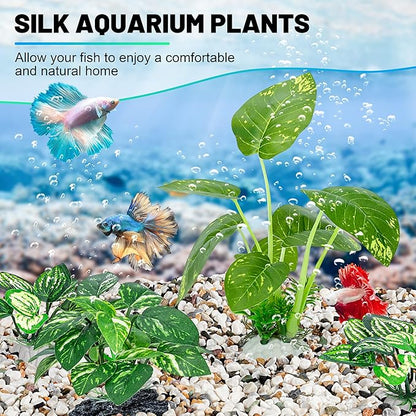 MyLifeUNIT Betta Fish Tank Decor, 10 Pack Silk Aquarium Plants for Aquarium Decoration and Fish Tank Decoration