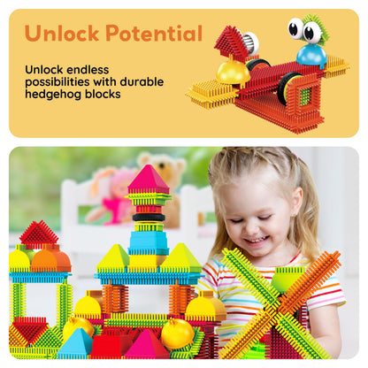 PicassoTiles Toys 112 Piece Hedgehog Blocks STEM Building Tiles Set Construction Learning Toy Stacking Interlock Block, Creativity Beyond Imagination, Inspirational, Recreational, Educational PTB112