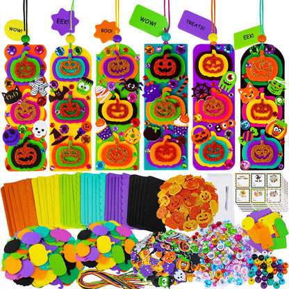 Winlyn 36 Sets Halloween Craft Kits Fall Crafts DIY Pumpkin Jack-O'-Lantern Bookmark Ornaments Decorations Art Sets Halloween Foam Stickers Art and Crafts for Kids Classroom Activities Party Favors