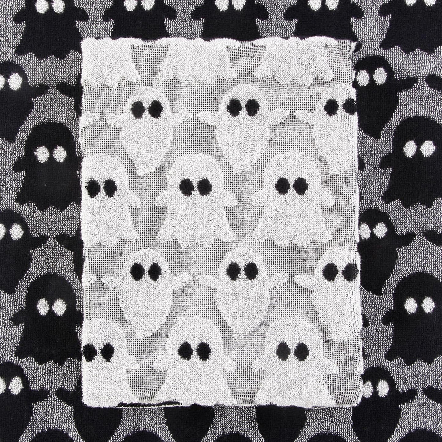Quera 2 Pack Hand Towels Halloween Ghost Black White Bathroom Decorative Towels Set for Drying, Cleaning, Cooking, Holiday 13.7'' x 29.5''