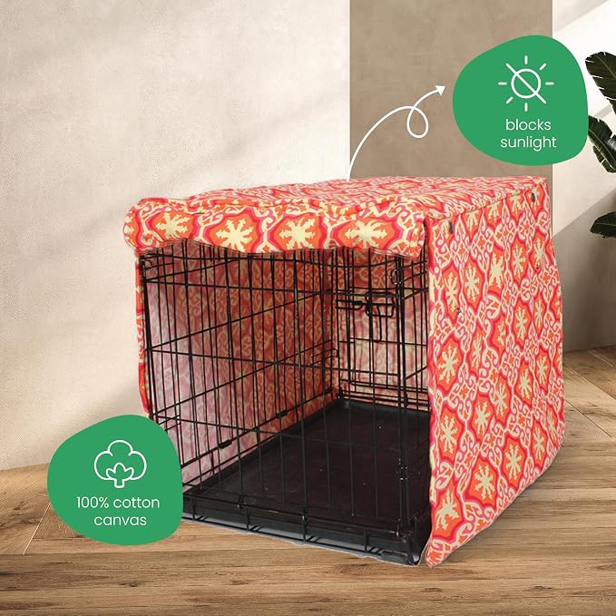 Molly Mutt Papillon Dog Crate Cover, 100% Cotton Canvas Cover with 2 Roll-Up Panels, Ideal for Dog or Cat Crate, Durable, Washable, and Free of Harmful Chemicals, 42" x 28" x 31"