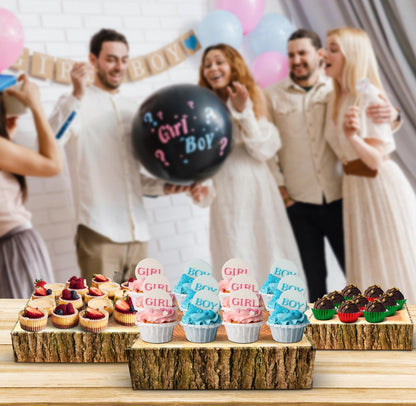 Gift Boutique Wood Look Cake Stand Holder Set of 3 Square Cardboard Dessert Display Stands 8 10 12 Inch Tree Slice Bark Base Cupcake Tray for Wedding Table Decor
