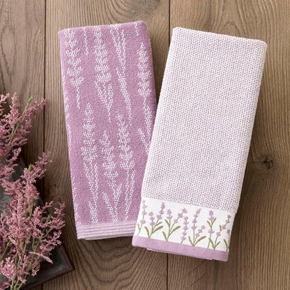SKL Home Lavender Silhouette 100% Cotton Jacquard 2pc Hand Towel Set,