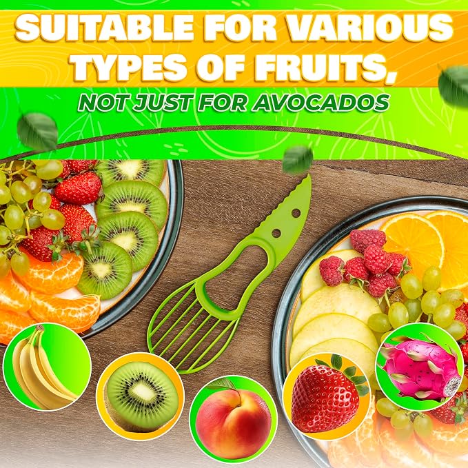 Avocado Slicer Tool 3 in 1 – Food-Grade Plastic Cutter, Peeler & Pit Remover for Easy Slicing, Scooping & Quick Food Prep – Easy to Use Avocado Peeler Tool | Durable Ergonomic Design Kitchen Gadget