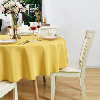 KAIPHO Yellow Round Tablecloth Waterproof Stain Resistant Wrinkle Free Table Cloth 210GSM Polyester Washable Wipeable Table Cover for Party, Banquet, Wedding, Indoor and Outdoor (90 inch, Circle)