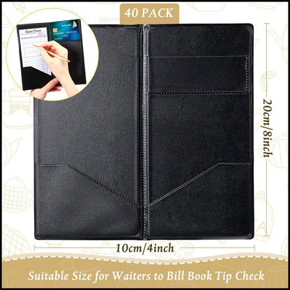 40 Pcs Check Presenters for Restaurants, Guest Check Card Holders Black Restaurant Bill Book Tip Holders with Gold Thank You Imprint Guest Checkbook for Servers Waitress Waiter