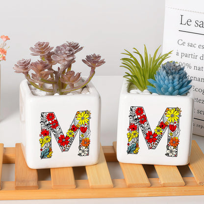 BJDAMAI Succulent Planter Flower Plant Pot Small, Gifts for Teen Girls Kids Birthday Gifts for 5 6 7 8 9 10 11 12 13 14 15 Year Old Girls (Letter M)