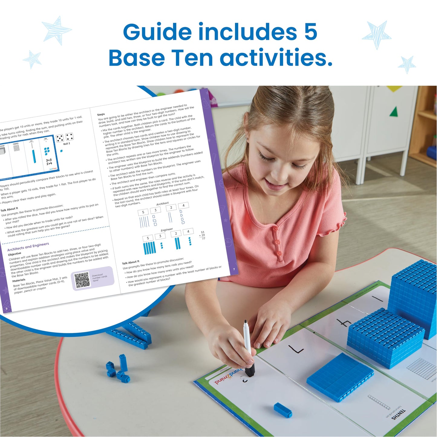 hand2mind Interlox Base Ten Blocks Activity Set, Place Value Manipulatives, Base 10 Blocks for Math, Counting Cubes, Math Manipulatives 1st Grade, Small Group Classroom Must Haves (133 Pieces)