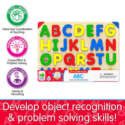 The Learning Journey: Lift & Learn ABC Puzzle - Alphabet Puzzles for Toddlers - Preschool Games & Activities for Children Ages 3-6 Years (26 Pieces)