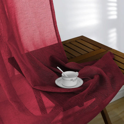 KOUFALL Burgundy Curtains for Bedroom 63 Inch Length 2 Panel Set Linen Textured Sheer Drapes for Living Room 52x63 Inches Long