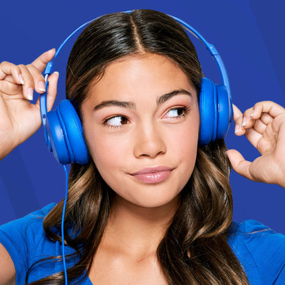Skullcandy Cassette Junior On-Ear Wired Headphones, Volume-Limiting Audio, Foldable Lightweight Design, Designed for Kids 6+, Convenient for Travel with 3.5mm Plug, Built-in Microphone - Cobalt Blue