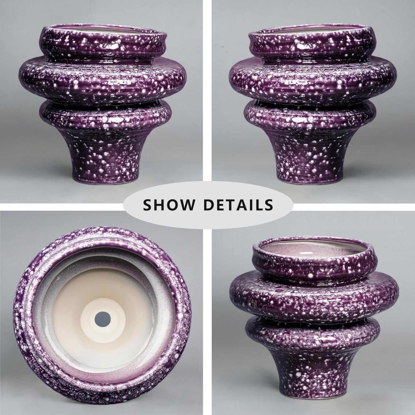 Teagas Ceramic Plant Pots - 11 Inch Ceramic Planters for Indoor Outdoor Plants, Large Unique Flower Pots with Drainage Hole, Decorative Planters, Home Decor, Plants Lover Gifts, Purple