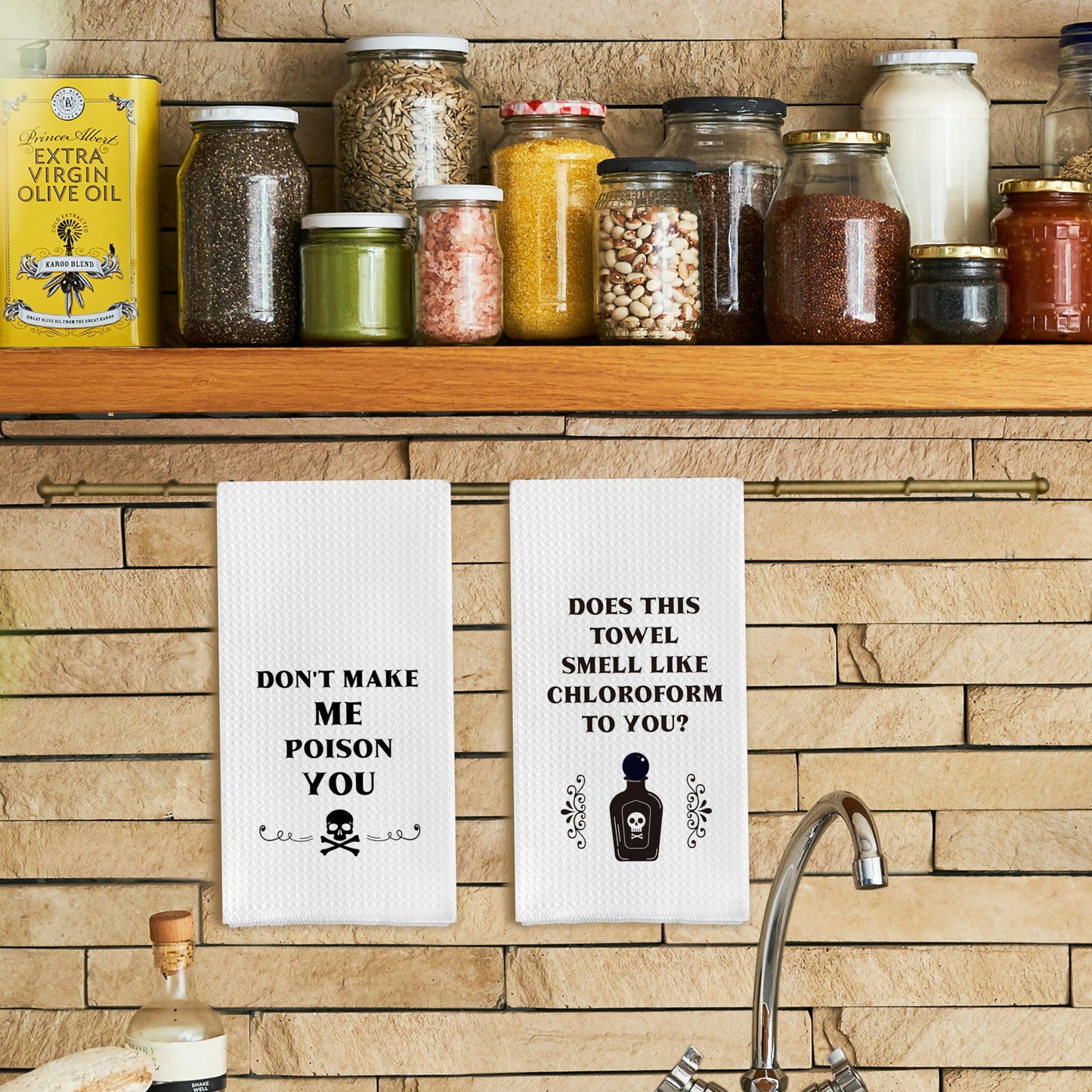 Qpenm Funny Kitchen Towels - Set of 2, Dish Towels with Saying, Tea Towels, Kitchen Decor, Housewarming Gifts, Black
