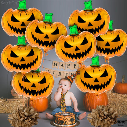 KatchOn, Scary Halloween Pumpkin Balloons -Large 30 Inch | halloween Balloons for scary decorations | Indoor Halloween Party Decorations | jack o lantern balloons | Summerween Party Decorations