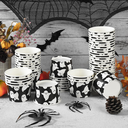 AimFun 50 Pcs Halloween Snack Cups Ghost Paper Treat Cups