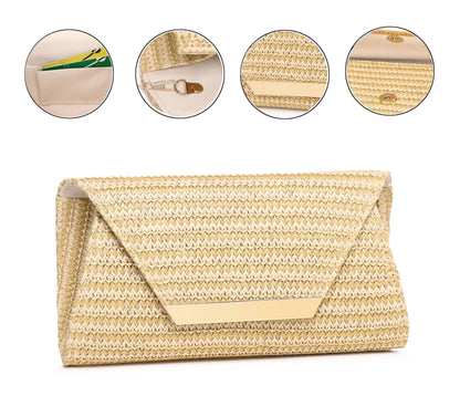 MUDUO Women Patent Leather Fashion Clutch Purses Evening Bag Handbag Christmas gift (Khaki)