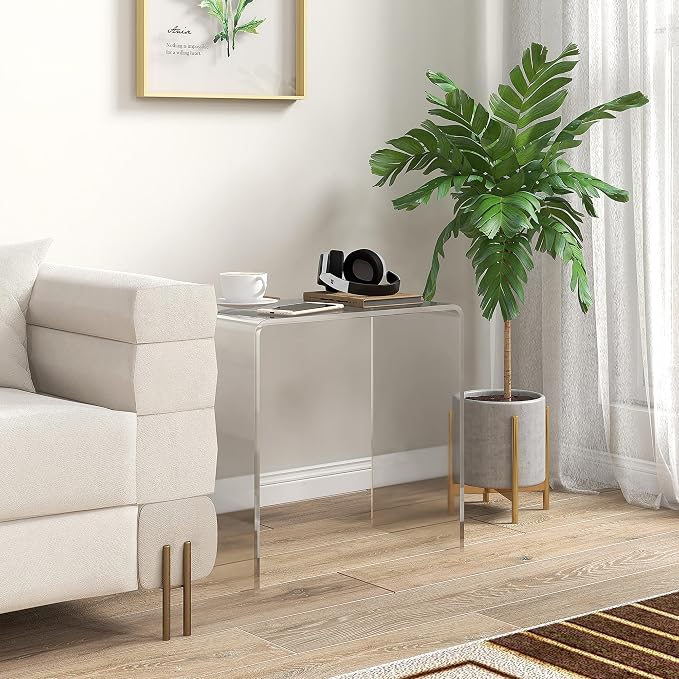 HOMCOM 21" Long Rectangle All Acrylic 12mm Thick Waterfall Coffee Table, Clear